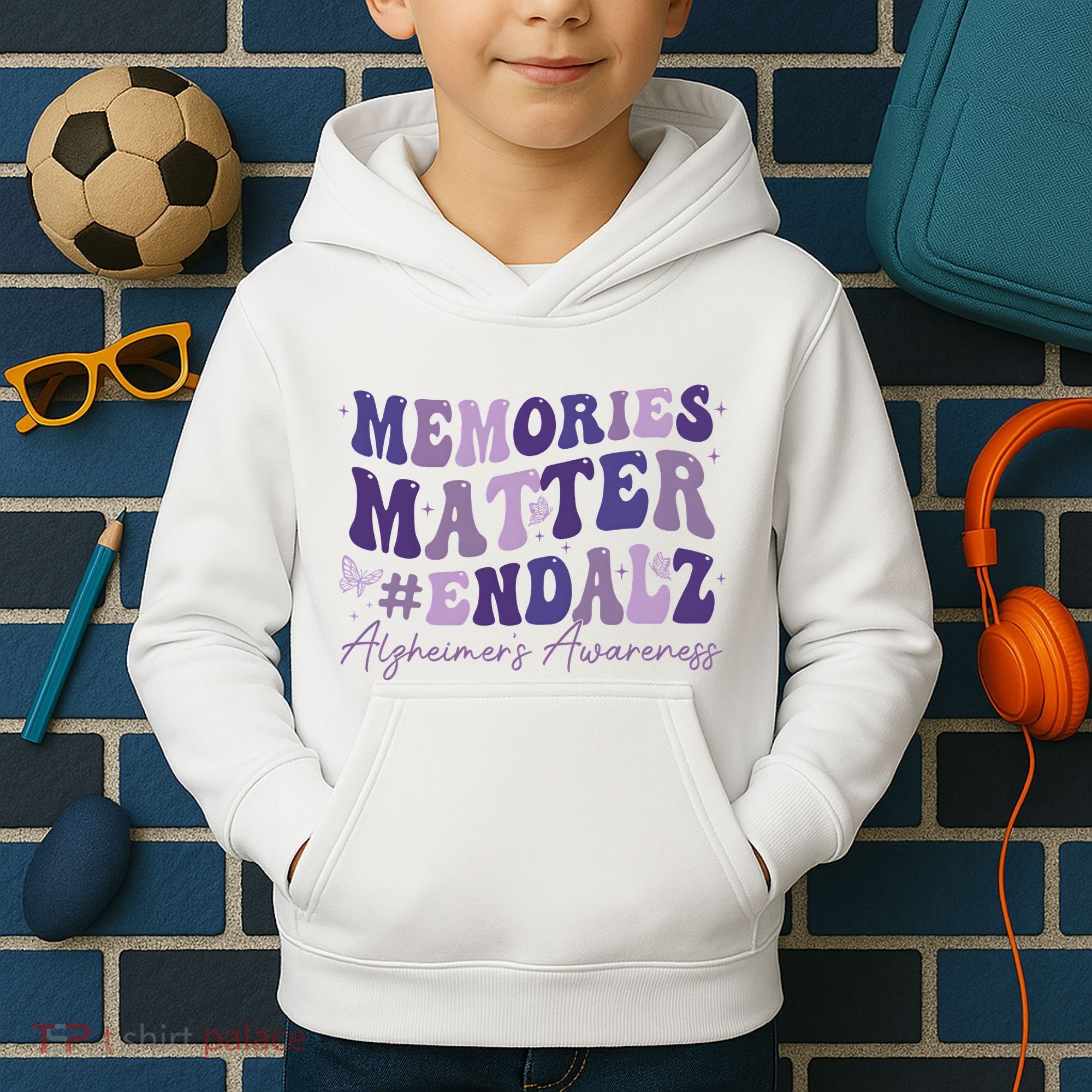 Memories Matter End Alz AlzheimerS Awareness Kids Hoodie