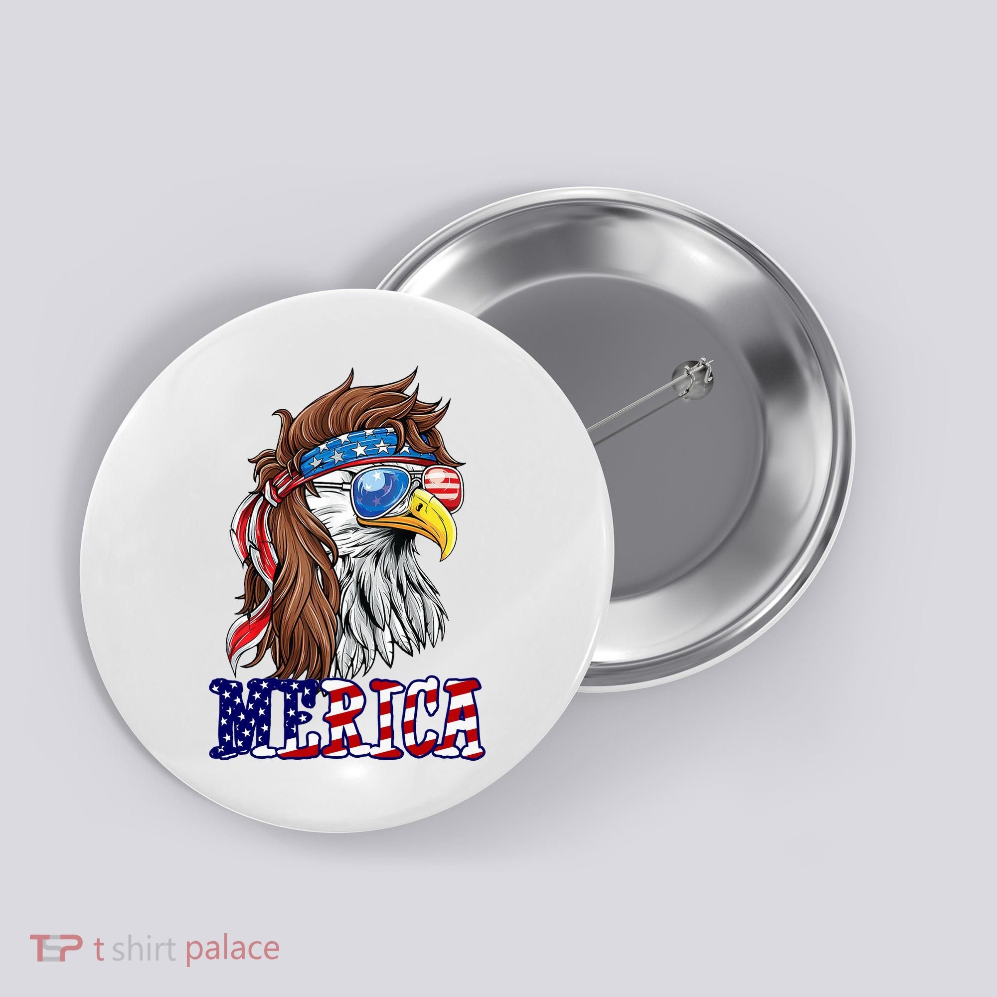 Merica Mullet Eagle Independence Day Button