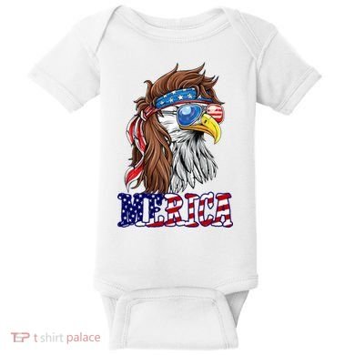 Merica Mullet Eagle Independence Day Baby Bodysuit