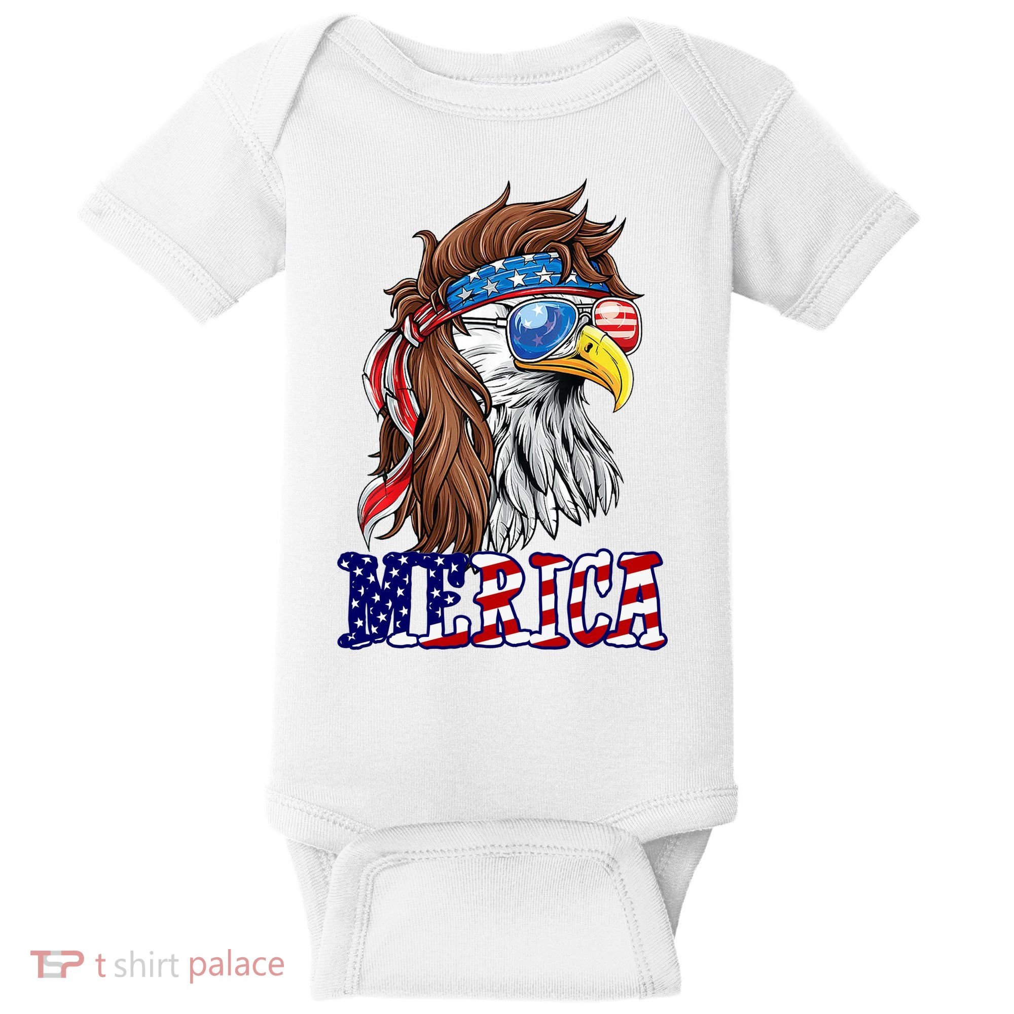 Merica Mullet Eagle Independence Day Baby Bodysuit