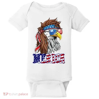 Merica Mullet Eagle Independence Day Baby Bodysuit