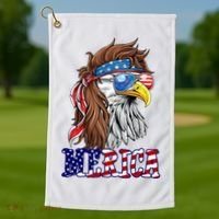 Merica Mullet Eagle Independence Day Golf Towel thumb 1