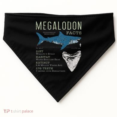 Megalodon Meg Facts Funny Shark Lover Gift USA-Made Doggie Bandana