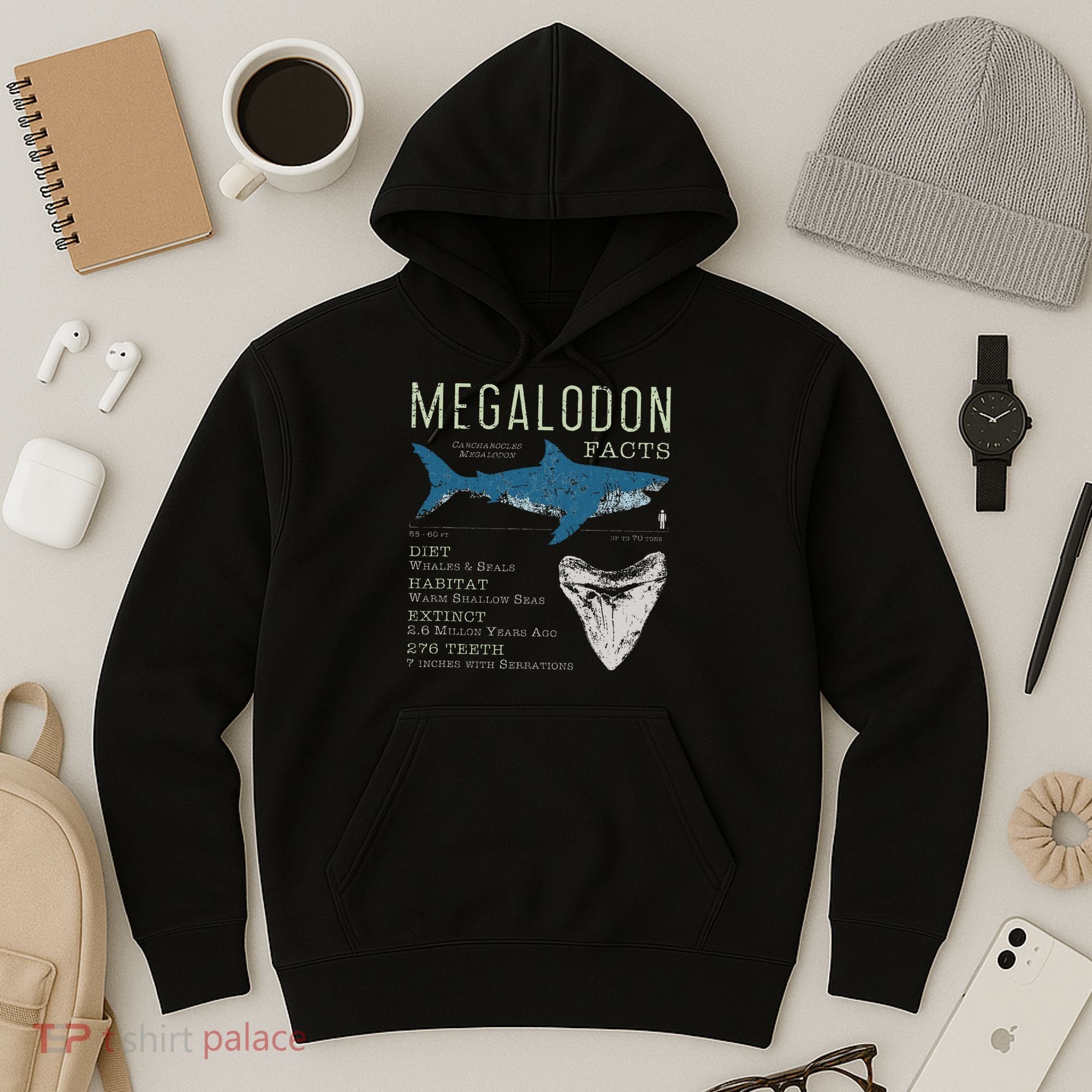 Megalodon Meg Facts Funny Shark Lover Gift Hoodie