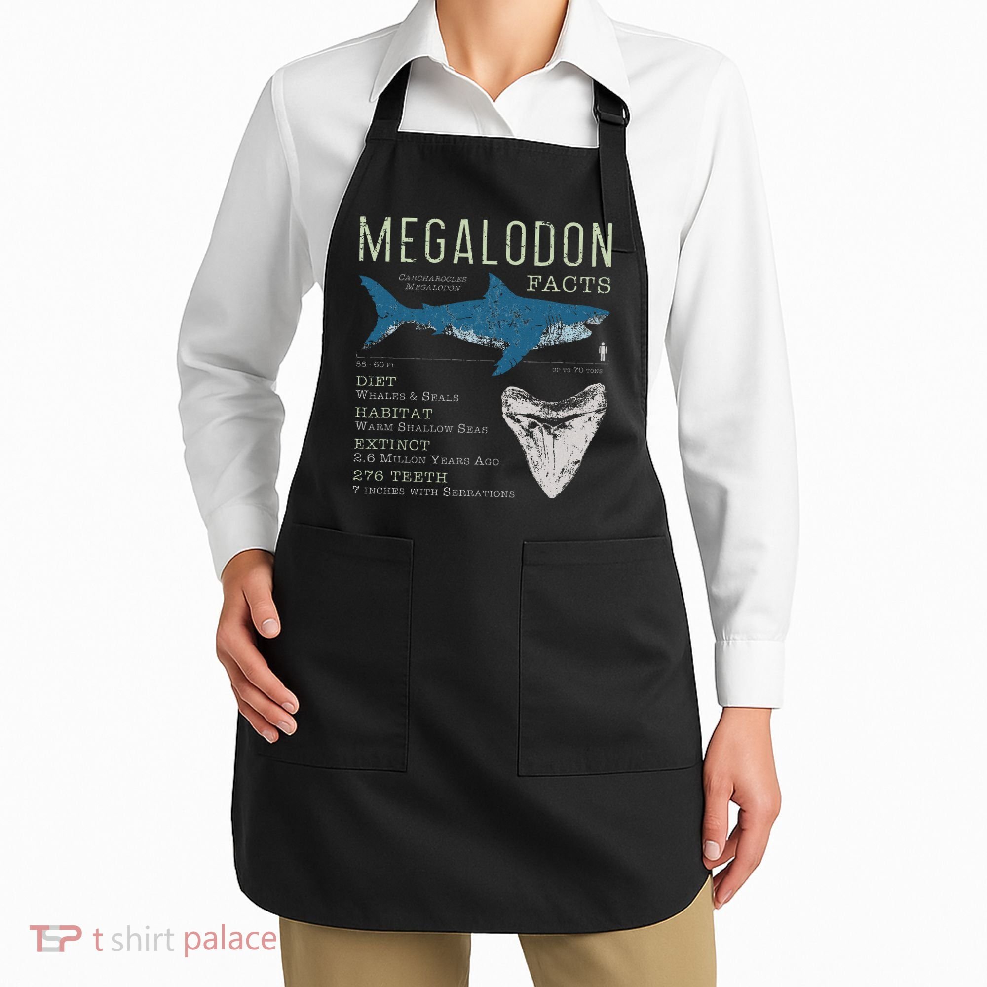 Megalodon Meg Facts Funny Shark Lover Gift Apron