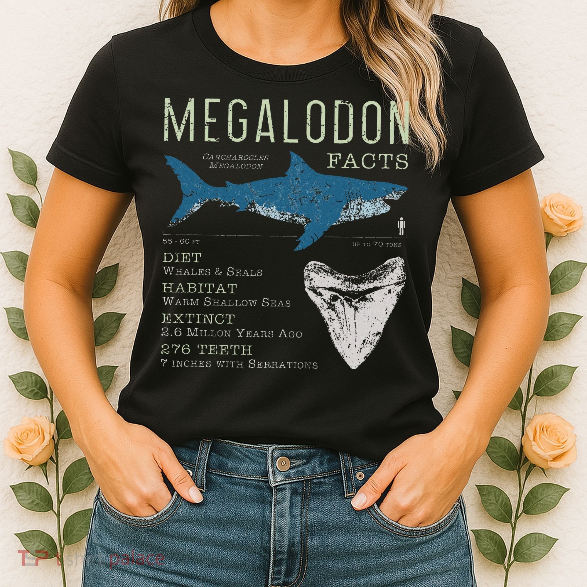 Megalodon Meg Facts Funny Shark Lover Gift Women's T-Shirt