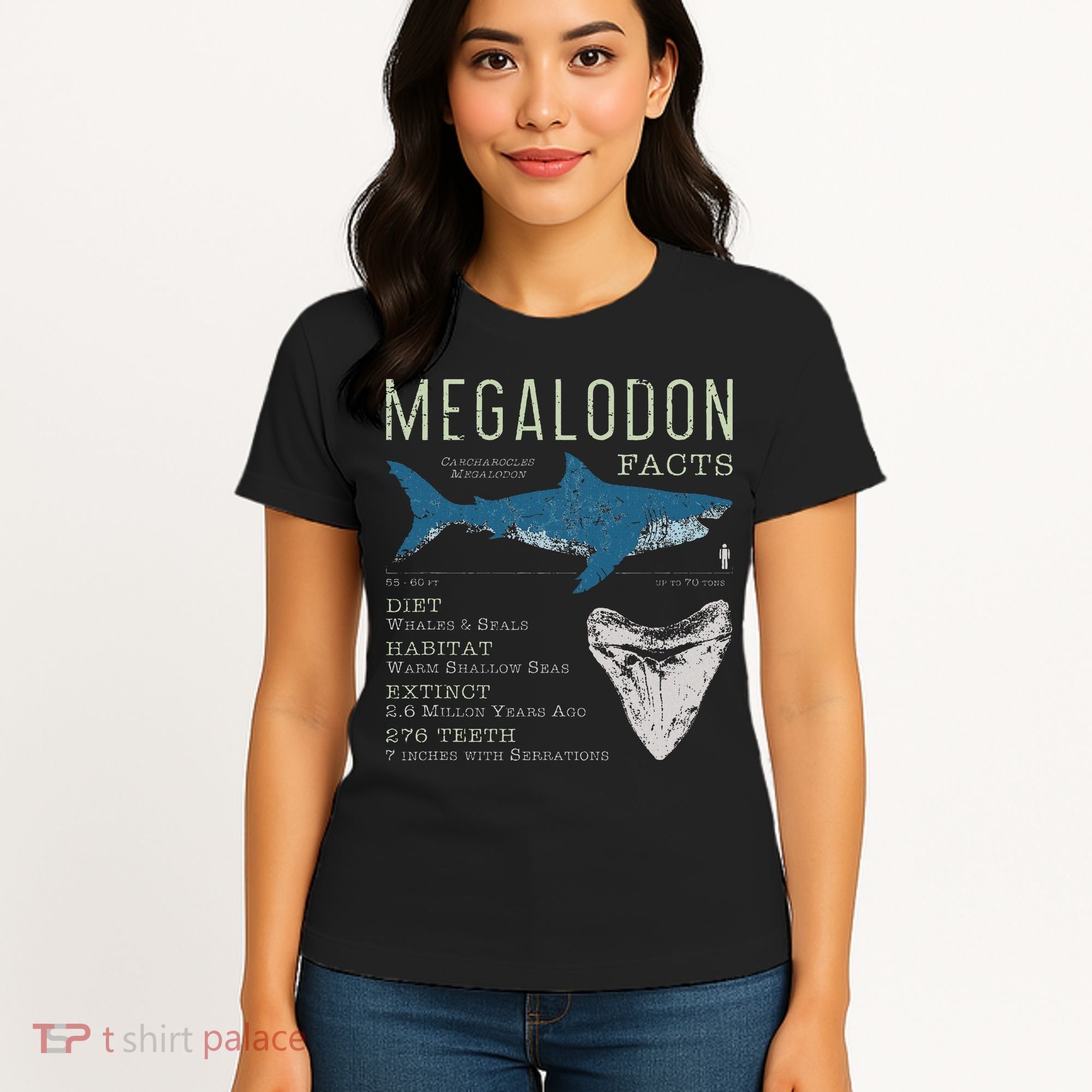 Megalodon Meg Facts Funny Shark Lover Gift Women's T-Shirt