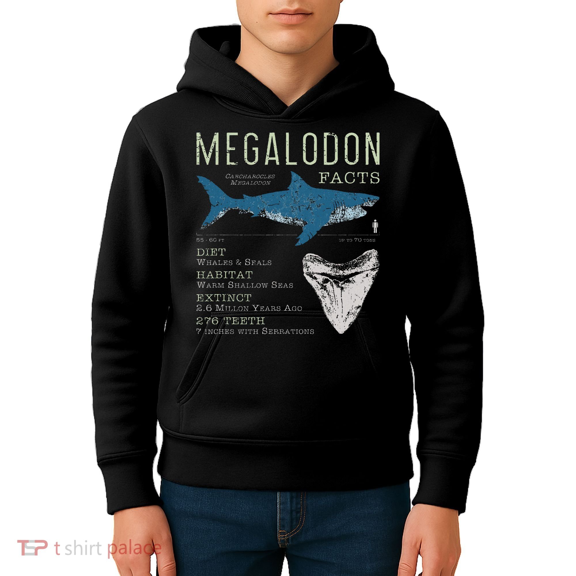 Megalodon Meg Facts Funny Shark Lover Gift Kids Hoodie