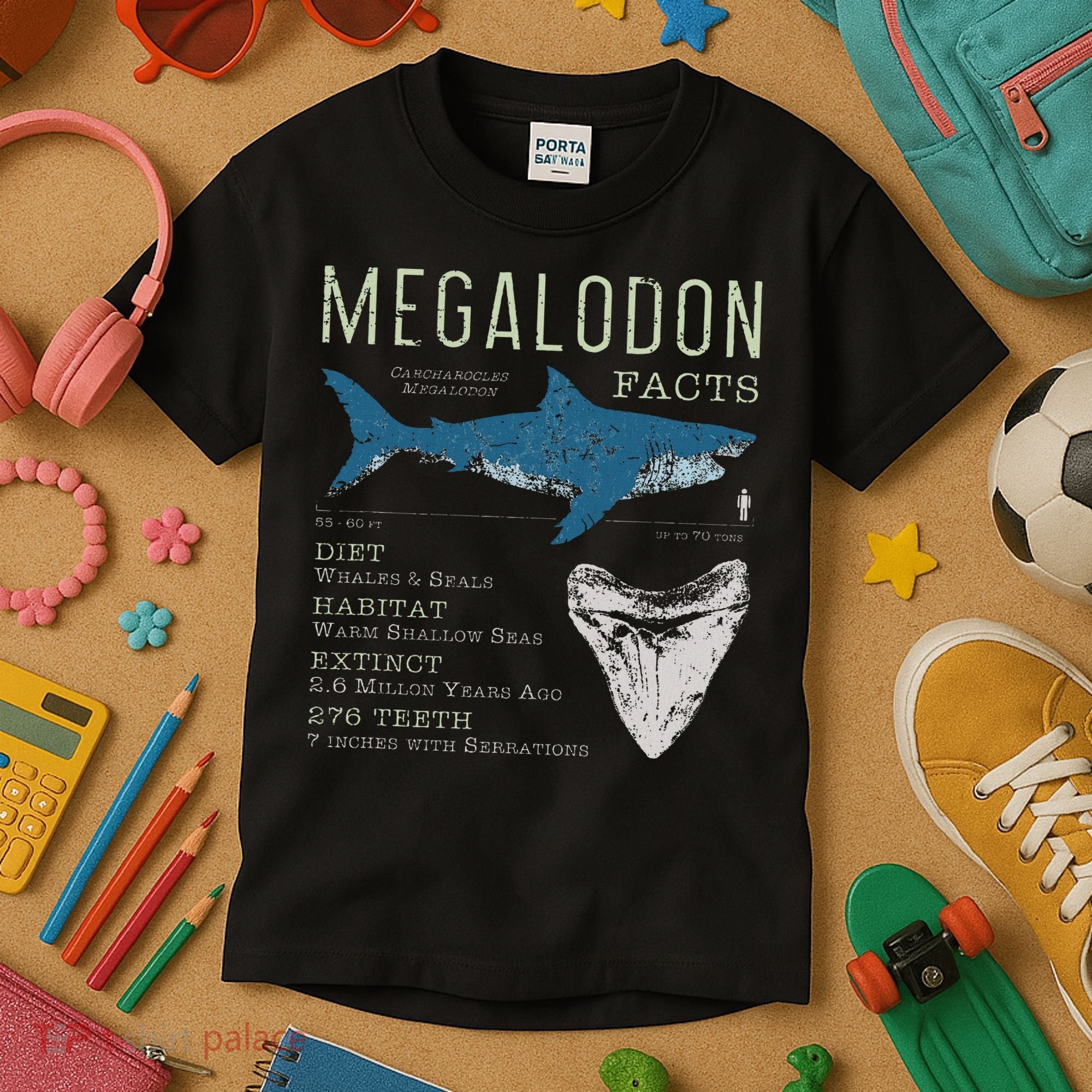 Megalodon Meg Facts Funny Shark Lover Gift Kids T-Shirt