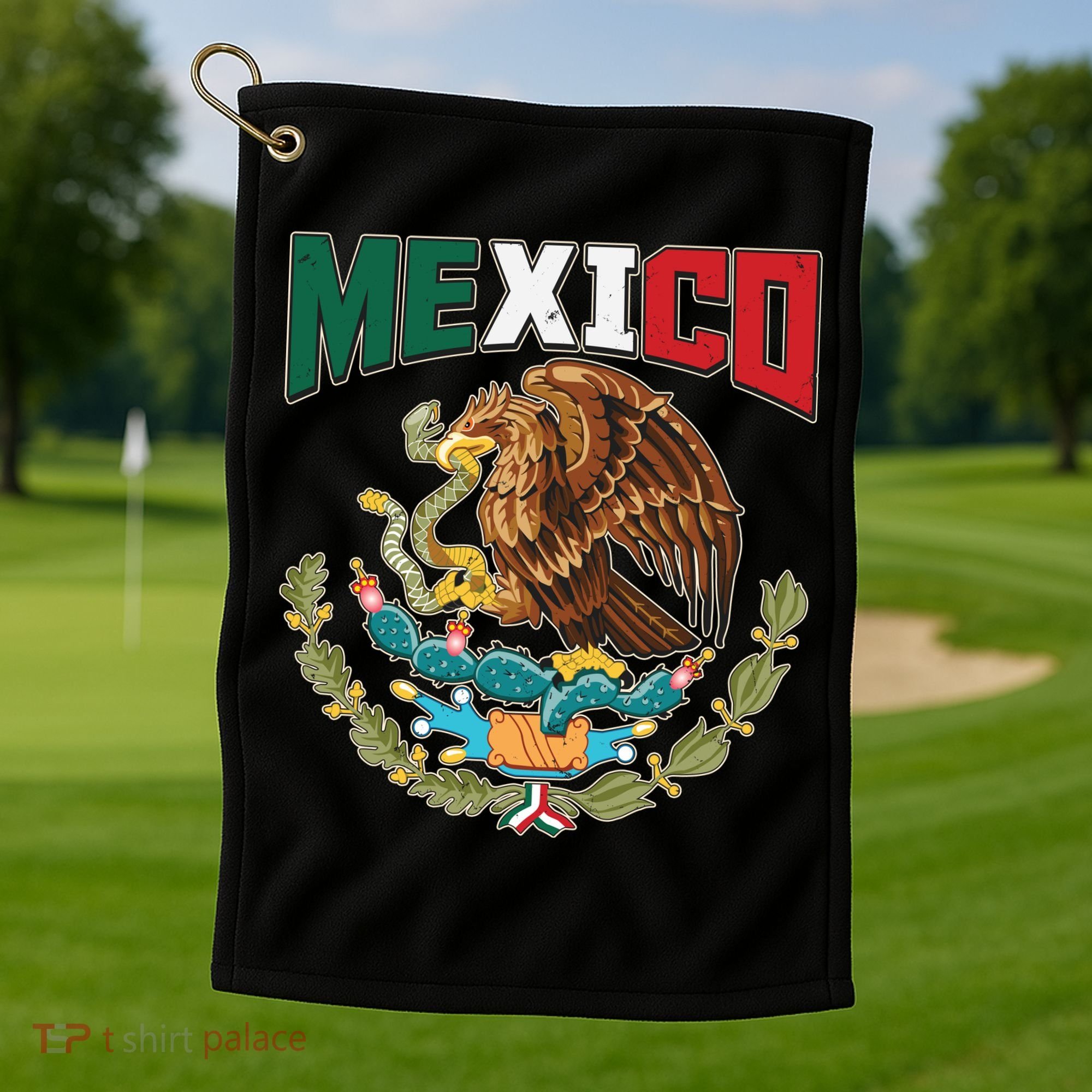 Mexico Mexican Flag Eagle And Snake Golf Towel