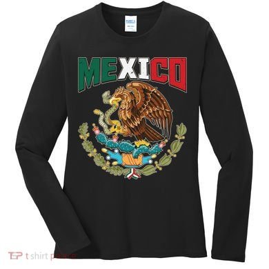 Mexico Mexican Flag Eagle And Snake Women's Long Sleeve Shirt