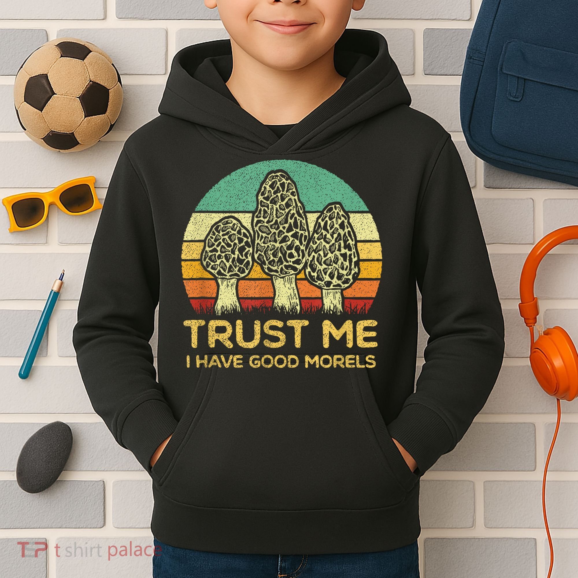Morel Mushroom Funny Foraging Morels Hunters Kids Hoodie