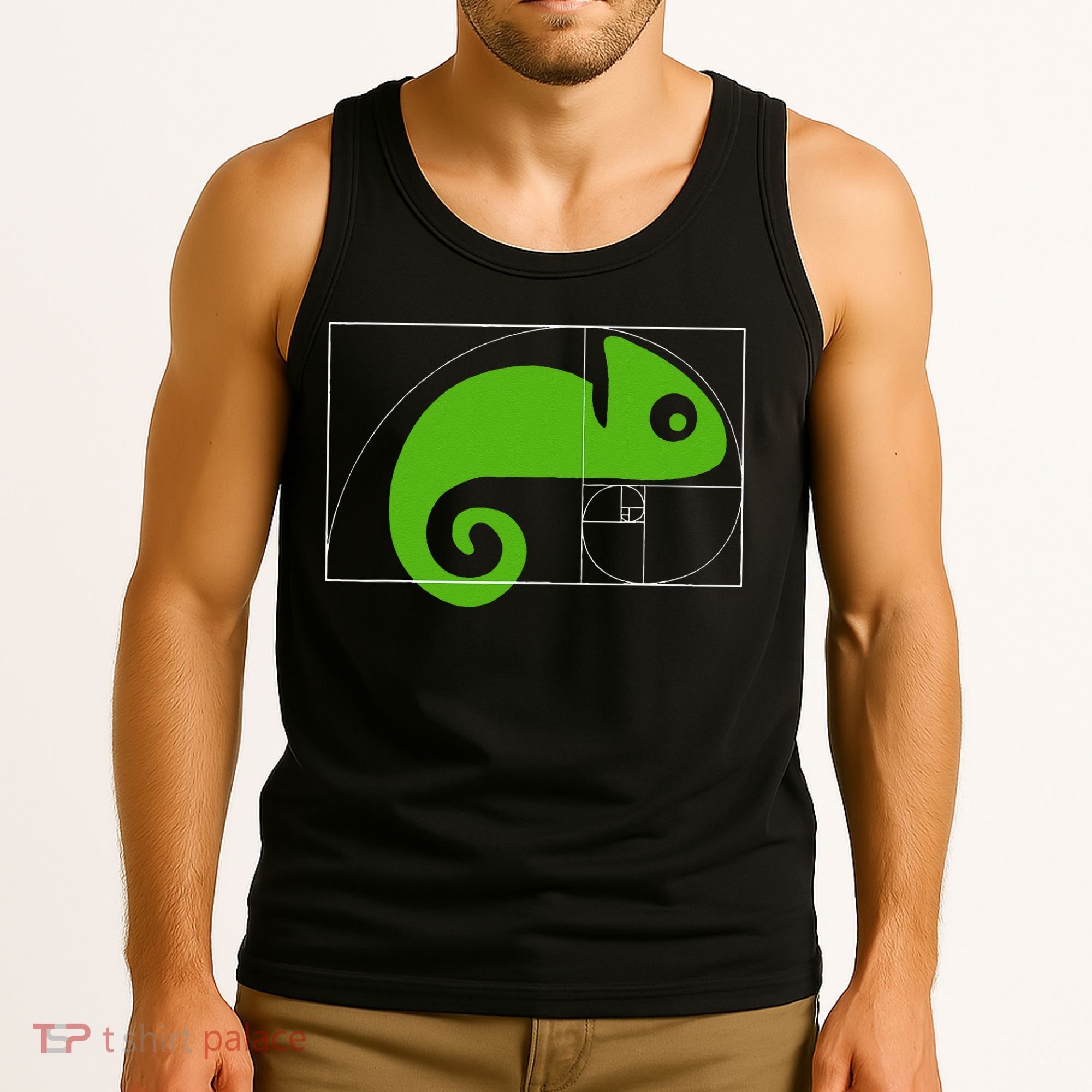 Math Mathematics Fibonacci Sequence Chameleon Golden Ratio Tank Top