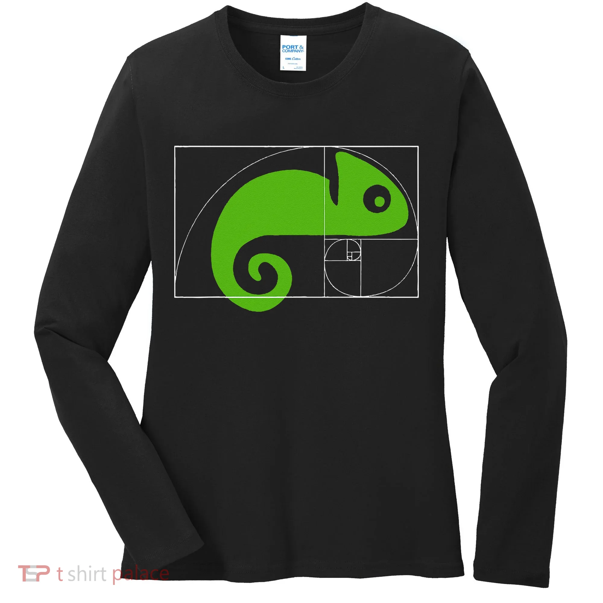 Math Mathematics Fibonacci Sequence Chameleon Golden Ratio Women's Long Sleeve Shirt