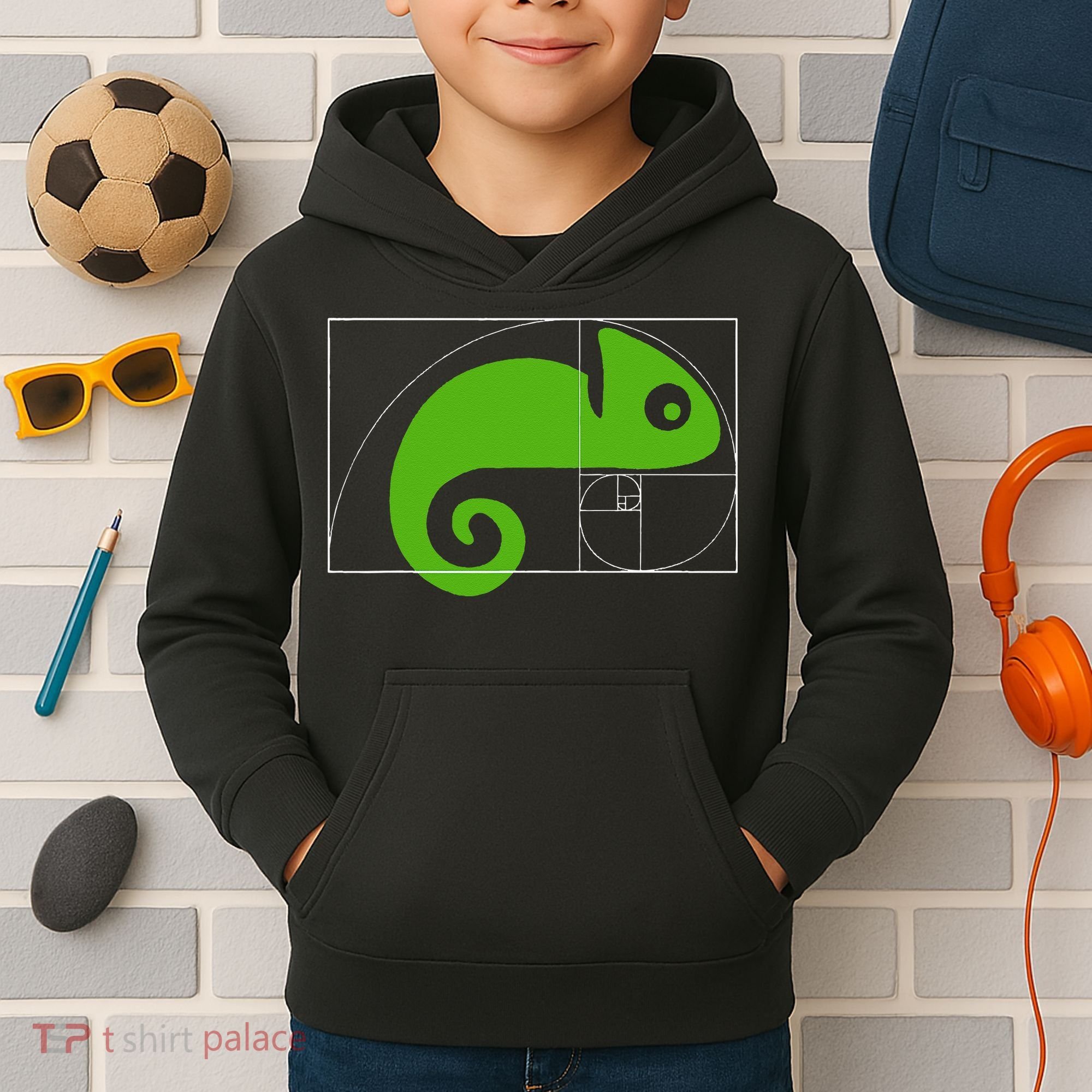 Math Mathematics Fibonacci Sequence Chameleon Golden Ratio Kids Hoodie