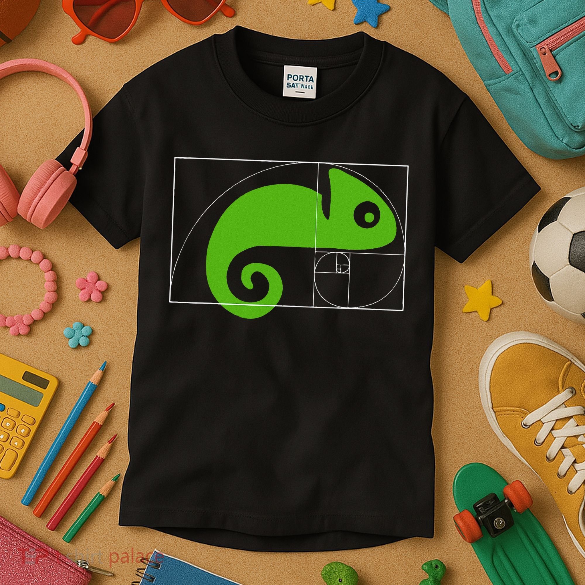 Math Mathematics Fibonacci Sequence Chameleon Golden Ratio Kids T-Shirt