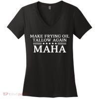 Maha Make Frying Oil Tallow Again Quit Seed Oils Rfk Trump Women's V-Neck T-Shirt thumb 0