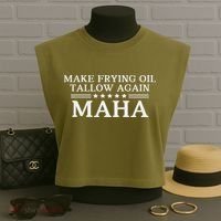 Maha Make Frying Oil Tallow Again Quit Seed Oils Rfk Trump Garment-Dyed Women's Muscle Tee thumb 3