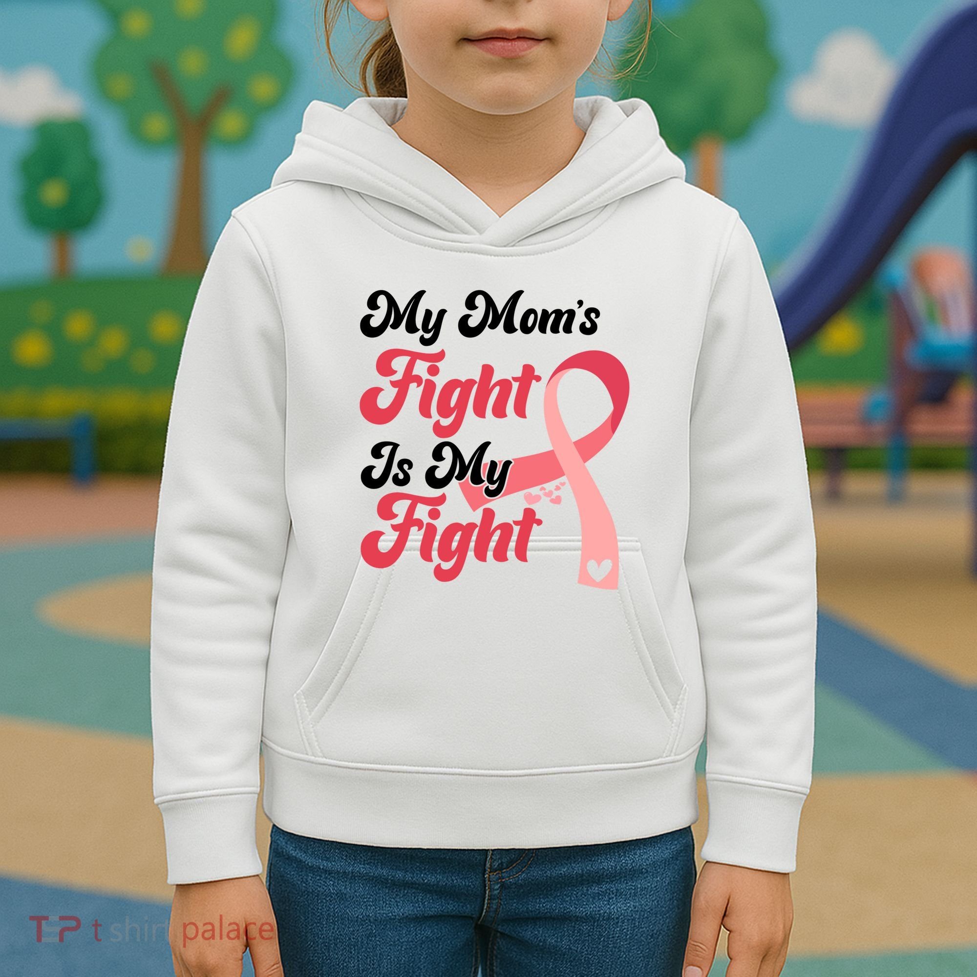 My Moms Fight Is My Fight Cancer Support Kids Hoodie