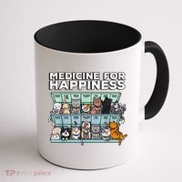 My Medicine For Happiness Called Cats Every Day Kitten Cat Coffee Mug thumb 1