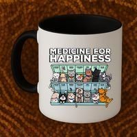 My Medicine For Happiness Called Cats Every Day Kitten Cat Coffee Mug thumb 2