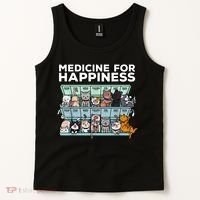 My Medicine For Happiness Called Cats Every Day Kitten Cat Tank Top thumb 2