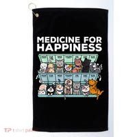 My Medicine For Happiness Called Cats Every Day Kitten Cat Golf Towel thumb 0