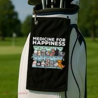 My Medicine For Happiness Called Cats Every Day Kitten Cat Golf Towel thumb 2