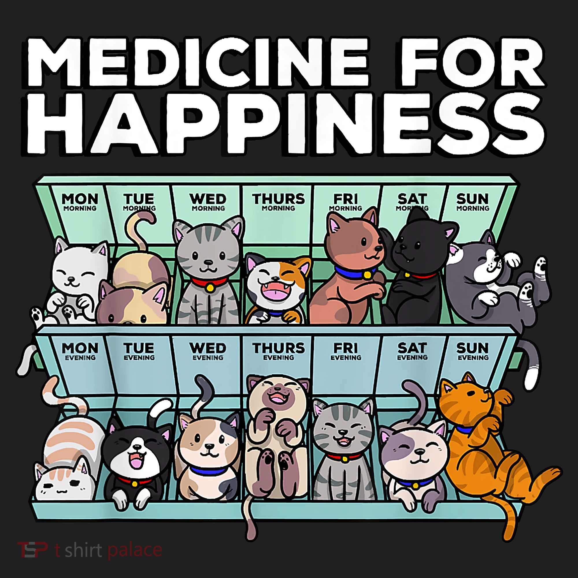 My Medicine For Happiness Called Cats Every Day Kitten Cat Golf Towel