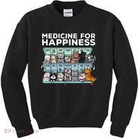 My Medicine For Happiness Called Cats Every Day Kitten Cat Kids Sweatshirt thumb 0