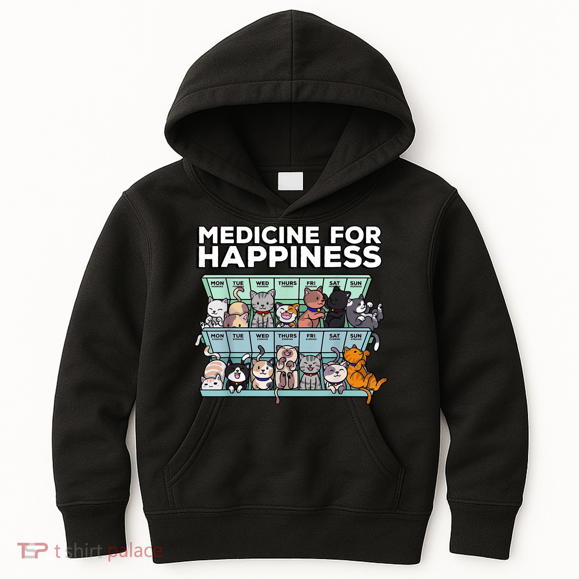 My Medicine For Happiness Called Cats Every Day Kitten Cat Kids Hoodie