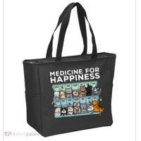 My Medicine For Happiness Called Cats Every Day Kitten Cat Tote Bag thumb 2