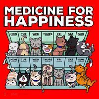 My Medicine For Happiness Called Cats Every Day Kitten Cat Santa Hat thumb 1