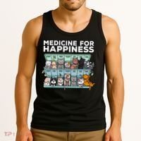 My Medicine For Happiness Called Cats Every Day Kitten Cat Tank Top thumb 3