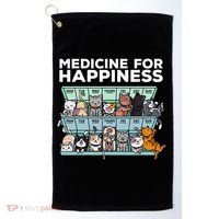 My Medicine For Happiness Called Cats Every Day Kitten Cat Golf Towel thumb 0