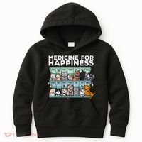 My Medicine For Happiness Called Cats Every Day Kitten Cat Kids Hoodie thumb 0