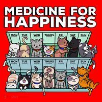 My Medicine For Happiness Called Cats Every Day Kitten Cat Santa Hat thumb 1