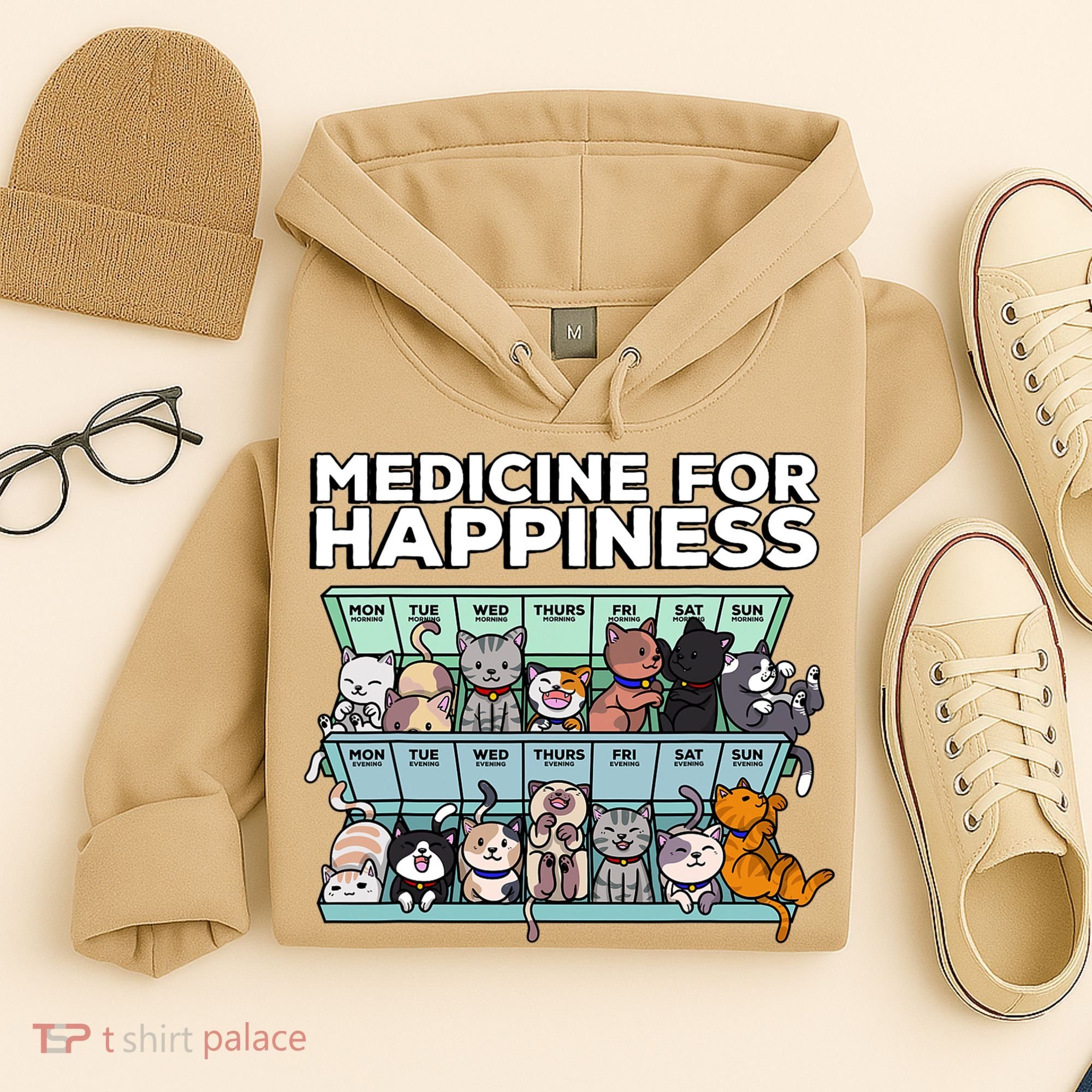My Medicine For Happiness Called Cats Every Day Kitten Cat Hoodie