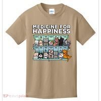 My Medicine For Happiness Called Cats Every Day Kitten Cat Kids T-Shirt thumb 0