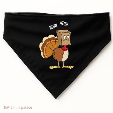 Meow Meow Funny Turkey Thanksgiving USA-Made Doggie Bandana