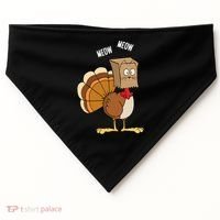 Meow Meow Funny Turkey Thanksgiving USA-Made Doggie Bandana thumb 0