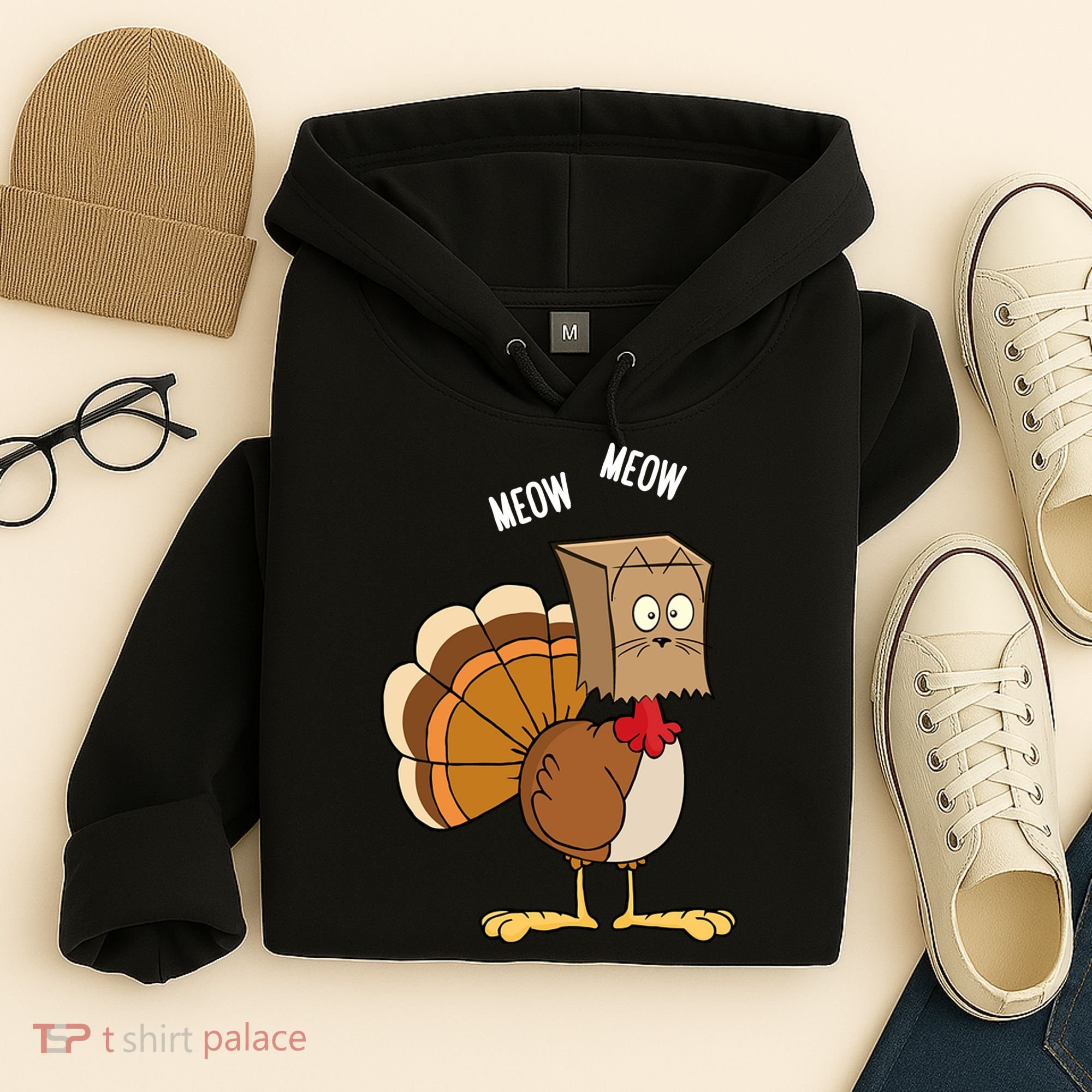 Meow Meow Funny Turkey Thanksgiving Hoodie