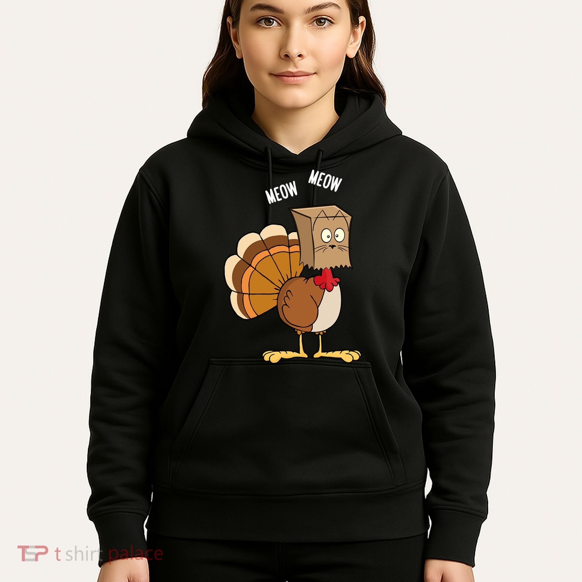 Meow Meow Funny Turkey Thanksgiving Hoodie