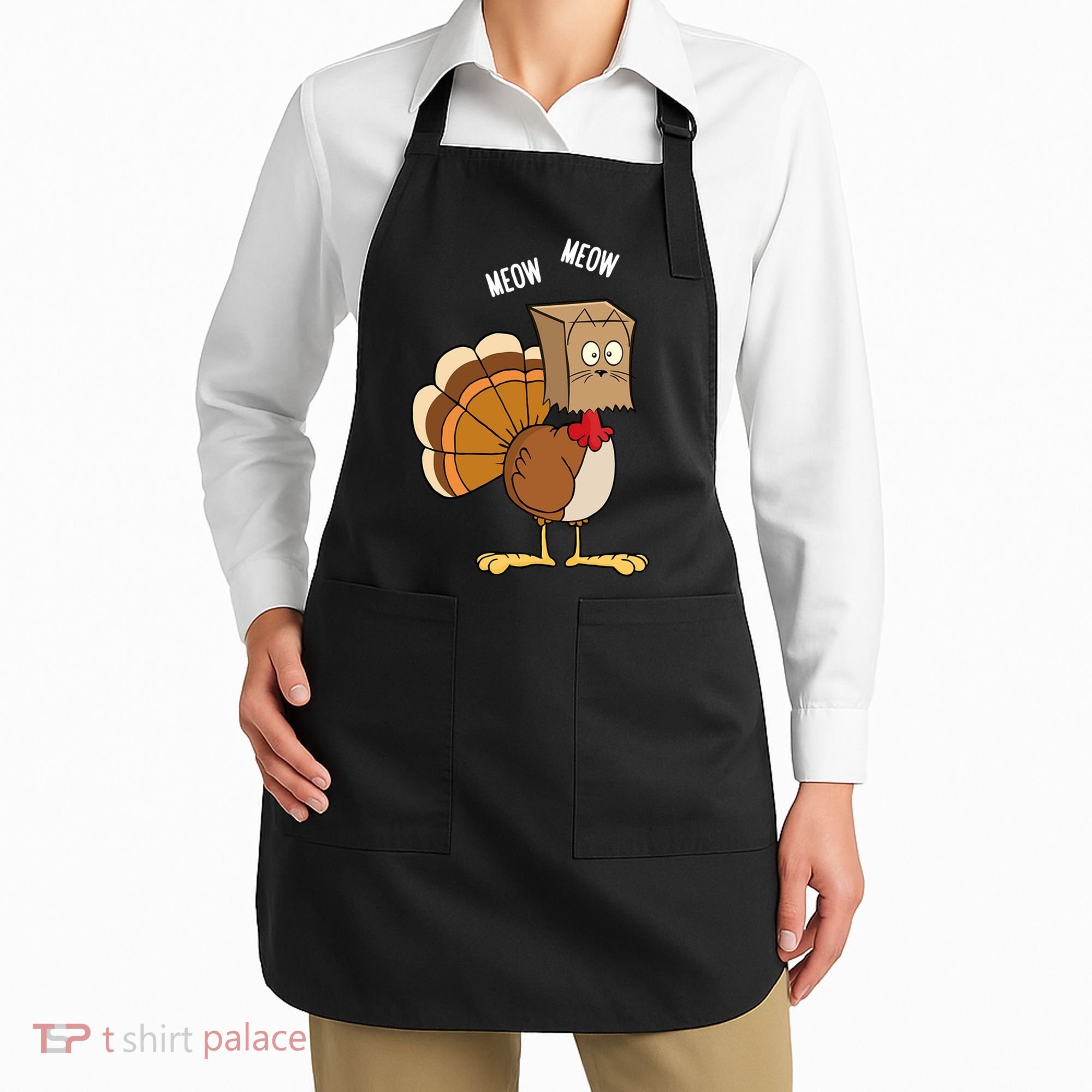 Meow Meow Funny Turkey Thanksgiving Apron