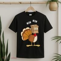 Meow Meow Funny Turkey Thanksgiving T-Shirt thumb 2