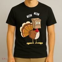 Meow Meow Funny Turkey Thanksgiving T-Shirt thumb 3