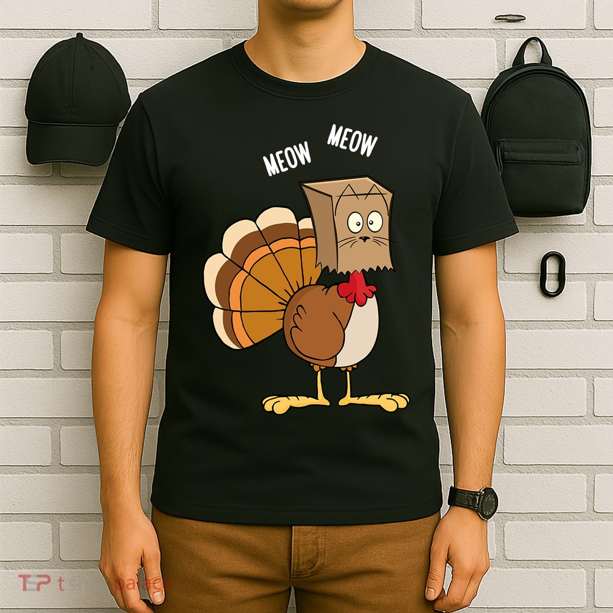 Meow Meow Funny Turkey Thanksgiving T-Shirt