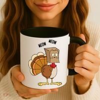 Meow Meow Funny Turkey Thanksgiving Coffee Mug thumb 3
