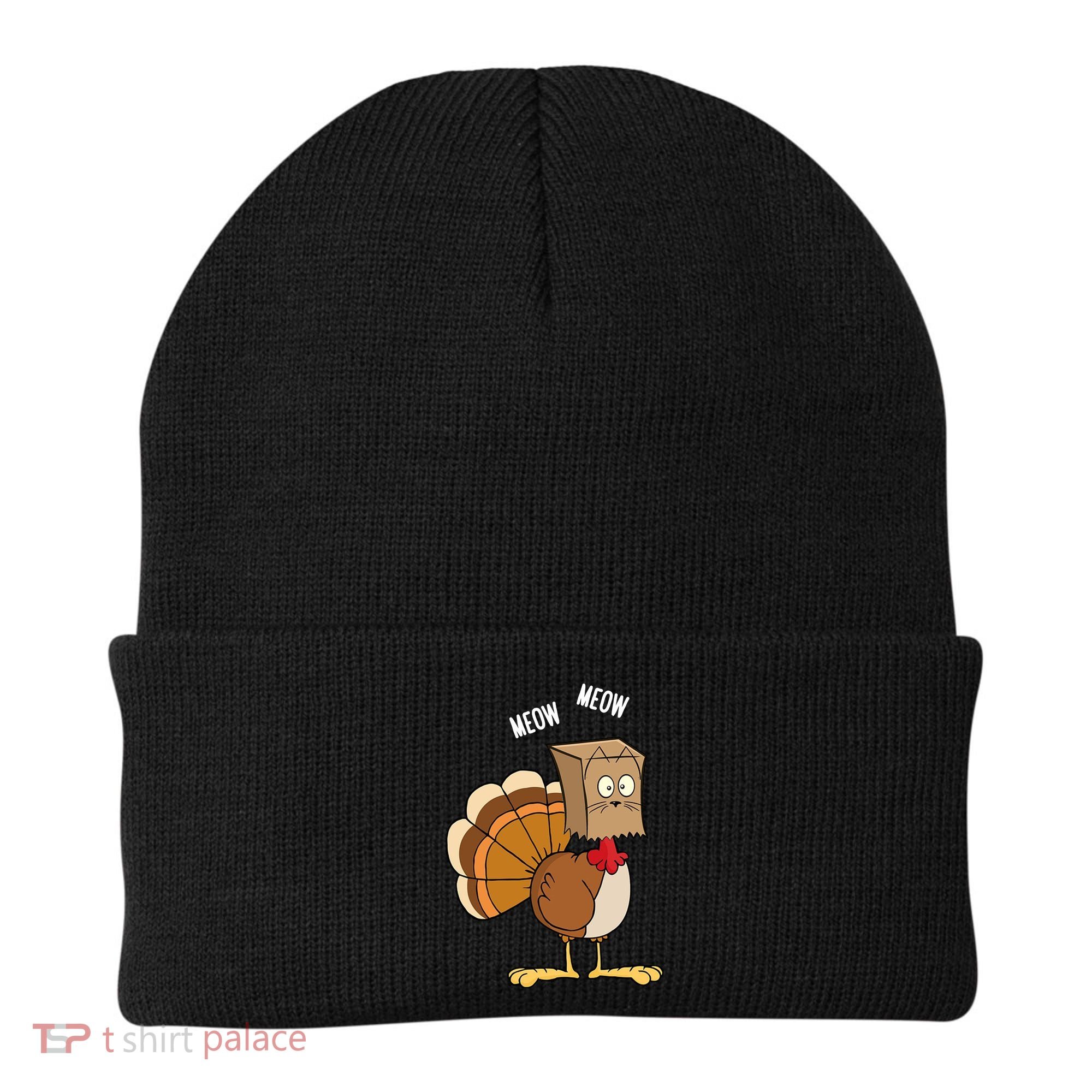 Meow Meow Funny Turkey Thanksgiving Beanie