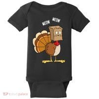 Meow Meow Funny Turkey Thanksgiving Baby Bodysuit thumb 0
